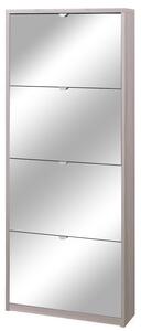 Scarpiera 4 Ante con Specchio 63x154x18 cm Olmo Chiaro
