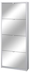 Scarpiera 4 Ante con Specchio 63x154x18 cm Bianco Fiammato