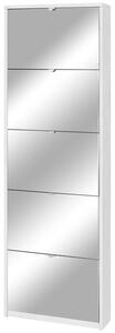 Scarpiera 5 Ante con Specchio 63x190x18 cm Ossido Bianco