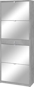 Scarpiera 4 Ante con Specchio 1 Cassetto 63x164x29 cm Cemento