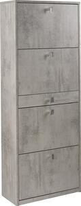 Scarpiera 4 Ante 1 Cassetto 63x164x29 cm Cemento