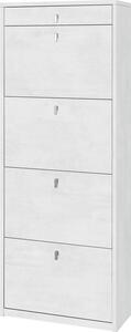 Scarpiera 4 Ante 1 Cassetto 63x164x29 cm Ossido Bianco