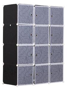 Armadio Guardaroba Componibile 111x47x145 cm Bianco e Nero