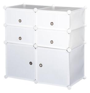 Armadio Guardaroba Scarpiera Modulare in Plastica 6 Cubi Bianco 75x37x73 cm