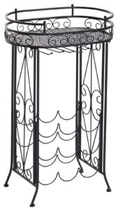 Cantinetta Portabottiglie con Portacalici 28,5x46x77,5 cm in Ferro Battuto Nera