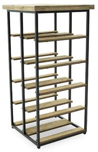 Cantinetta Portabottiglie 30x30x60 cm 10 Bottiglie in Ferro e Legno Joy Nero