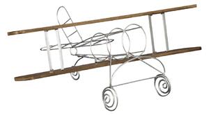 Porta Bottiglie Singolo Aviator 67,7x38x22 cm Legno e Ferro Argento e Marrone