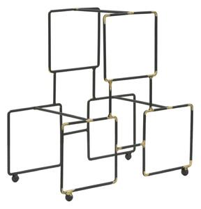 Porta Bottiglie 3 Posti Bright 25x15x27 cm in Ferro Nero e Oro