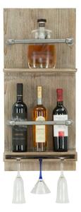 Porta Bottiglie-Bicchieri Tube Verticale 34x12x76 cm MDF e in Ferro Naturale e Argento