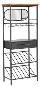 Mobile Porta Bottiglie Industry 68x37x165 cm in Ferro e Specchio e Legno di Abete Marrone