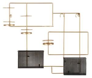 Porta Bottiglie da Muro Fashion 77x11,5x65,5 cm in Ferro Oro e Nero