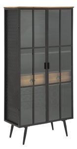 Mobile Iron School Porta Bottiglie 81x42x162,5 cm in Ferro e Legno di Abete Nero e Marrone