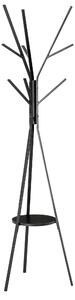 Appendiabiti da Terra Attaccapanni in Metallo e Legno Nero 45x45x180 cm