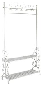 Appendiabiti in Metallo 5 Posti con Ripiani 100x37H182,5cm Bianco