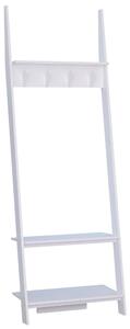 Appendiabiti da Ingresso a 3 Ripiani 4 Ganci in Legno Bianco 67x38.5x196 cm
