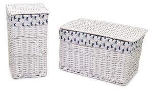 Set 2 Bauli in Vimini 70x42H42cm Ismaele Bianco