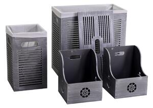 Set Cesta e 2 Portatutto in Legno 56x30H56cm Rachele Grigio