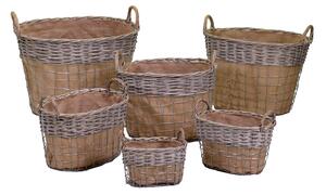 Set 6 Ceste in Vimini 54x42H38/53cm Arem Grigio