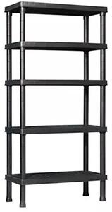 Scaffale in Resina Antiurto 5 Ripiani 90x45x188 cm Bauer Nero