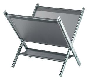 Portariviste Porta Giornali da Bagno Struttura in Metallo Cromato e Testtuto 41.5x39x39.5 cm