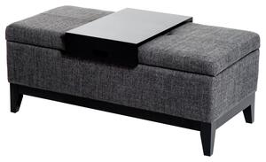 Cassapanca Imbottita con Vano Portaoggetti e Vassoio Grigio 107x50x44 cm