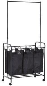 Stender Appendiabiti con Carrello Lavanderia Nero 84x41x172 cm