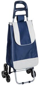 Carrello Portaspesa Pieghevole con 6 Ruote Blu e Bianco 40x29x95 cm