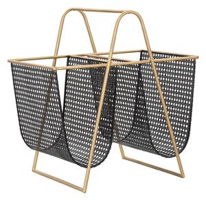 Porta Giornali Double 31x40x42,5 cm in Ferro Nero e Oro