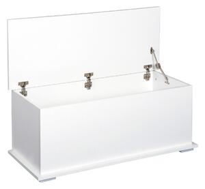 Baule Cassapanca Pouf Contenitore 81x40x46 cm in Legno e MDF Bianco