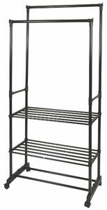 Stender Appendiabiti Doppio 77x34x160 cm in Metallo e Plastica Nero