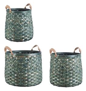 Set 3 Ceste 2 Maniglie Lisette Verde in Legno