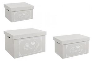 Set 3 Scatole Lovers Rettangolari Grigio in Legno