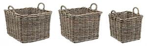 Set 3 Ceste 2 Maniglie Narra Quadrate in Fibre Naturali