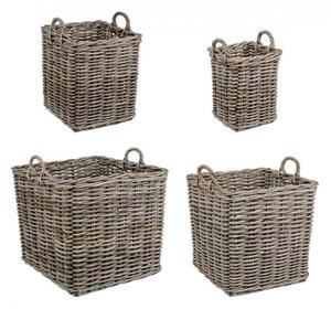 Set 4 Cesti 2 Maniglie Narra Quadrate in Fibre Naturali