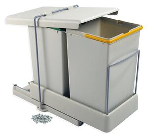 Pattumiera Differenziata 2 Contenitori per Mobili Cucina 14L Estrazione Automatica Emuca Grigia