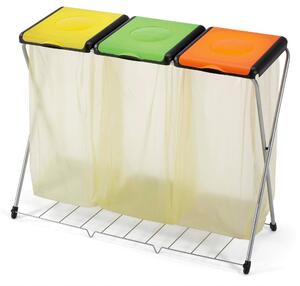 Pattumiera a 3 Posti 106x40x82 cm in Acciaio Bauer Gimi Trio