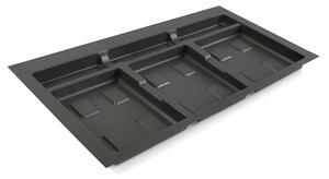 Base 3 Posti per Pattumiera Differenziata per Cassetti Cucina 80 cm in Plastica Emuca Grigio