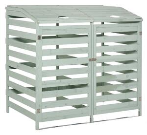 Copri Bidoni Spazzatura da Giardino 131x85x125 cm con Coperchio in Legno di Abete Verde Chiaro