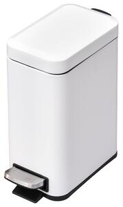 Pattumiera 29,2x14x32 cm 5lt Apertura a Pedale in Metallo Bianco