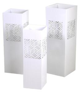 Set 3 Portaombrelli in Metallo 20x20H60cm Geometrie Bianco