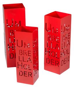 Set 3 Portaombrelli in Metallo 20x20H60cm Umbrella Rosso