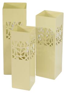 Set 3 Portaombrelli in Metallo 20x20H60cm Geometrie Crema
