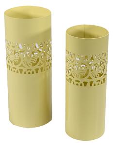 Set 2 Portaombrelli in Metallo ø24x24H60cm Farfalle e Cerchi Crema