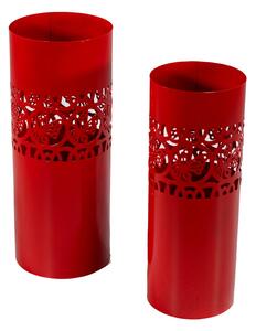 Set 2 Portaombrelli in Metallo ø24H60cm Farfalle e Cerchi Rosso