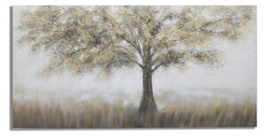 Dipinto su Tela Tree Dark 140x3,8x70 cm in Legno di Pino e Canvas Multicolor
