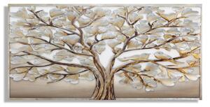 Dipinto Alluminio Albero 120x3,8x60 cm in Legno di Pino Metallo e Canvas