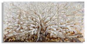 Dipinto Alluminio Albero 120x3,8x60 cm in Legno di Pino Metallo e Canvas