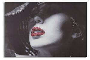 Stampa su Tela con Applicazioni Lady Lady Hat 120x3,8x80 cm in Legno di Pino e Canvas Multicolor