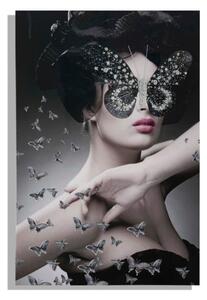 Stampa su Tela con Applicazioni Dark Lady 80x3,8x120 cm Legno di Abete e Canvas Multicolor