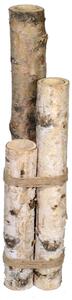 Portacandele 3 Posti in Legno 20x90x20cm Tronco con Corda